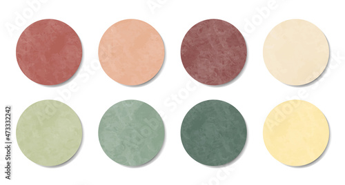 Set of round texture stickers. Soft pastel labels of different circles. Vector stickers for design mockups. Holographic textured stickers for preview tags, labels
