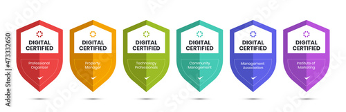 shield badge logo design template. digital certified icon vector illustration.
