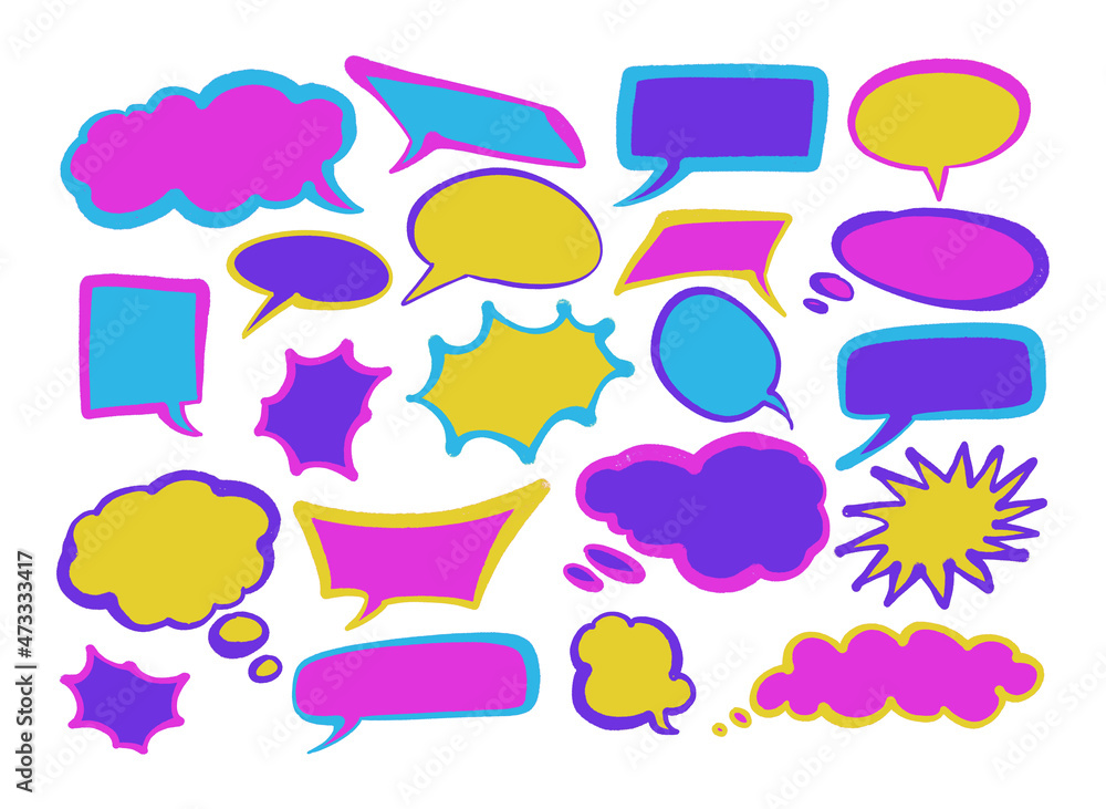 Set of hand spray graffiti speech bubbles frame. design elements background Set of hand spray graffiti speech bubbles frame. design elements background