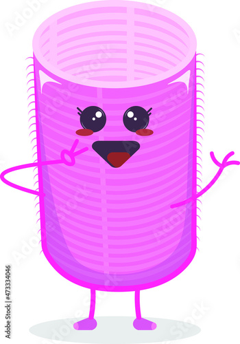 Happy bang hair curler roler peace character vector