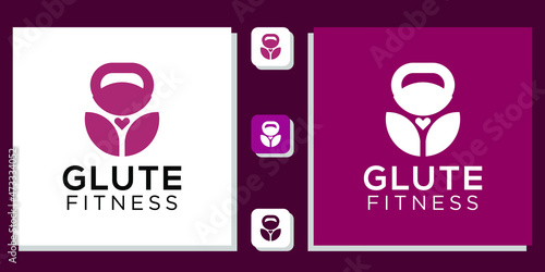Kettlebell love heart pink body glute sexy with app template 
