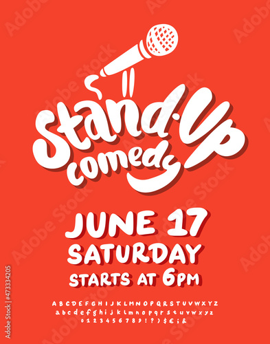 Stand up comedy. Vector lettering poster template.
