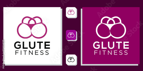 glute fitness sports woman body gym with app template 
