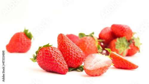 fresh appetizing strawberries on a white background