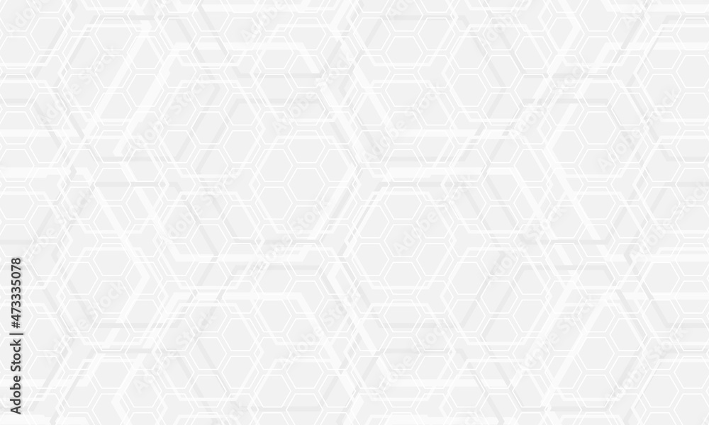 Light gray hexagonal technology vector abstract background. White ...