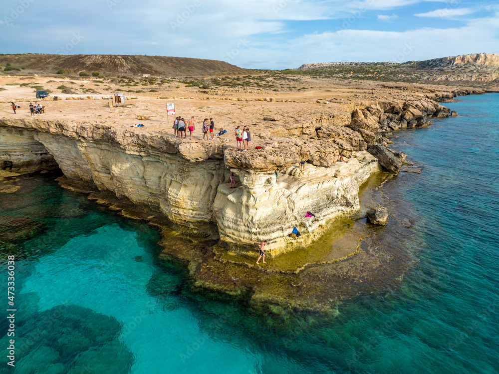 Obraz premium Cyprus - Amazing coast line near Ayia Napa from drone view