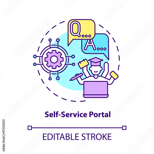 Self-service portal concept icon. Public informational database. Technical support service abstract idea thin line illustration. Vector isolated outline color drawing. Editable stroke