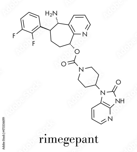 Rimegepant migraine drug molecule. Skeletal formula.