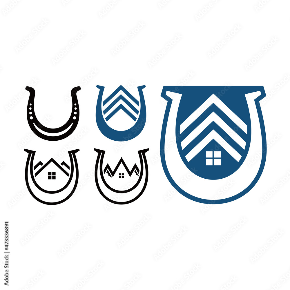 Obraz premium house logo with horseshoe icon vector