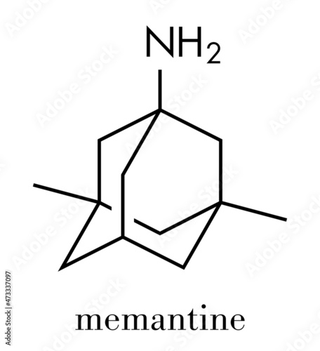 Memantine Alzheimer's disease drug molecule. Skeletal formula. photo