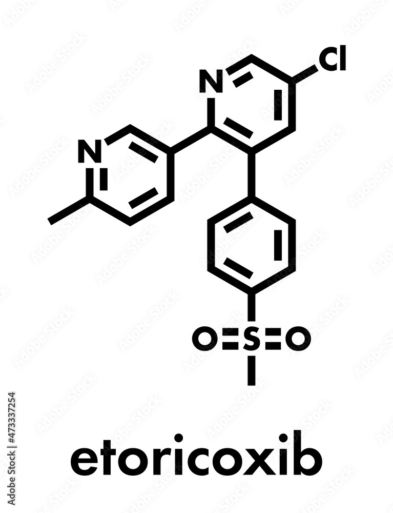 Fototapeta premium Etoricoxib drug molecule. Skeletal formula.