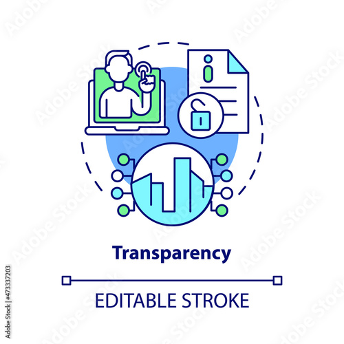Transparency concept icon. Urban management. Public access to urban services information abstract idea thin line illustration. Vector isolated outline color drawing. Editable stroke