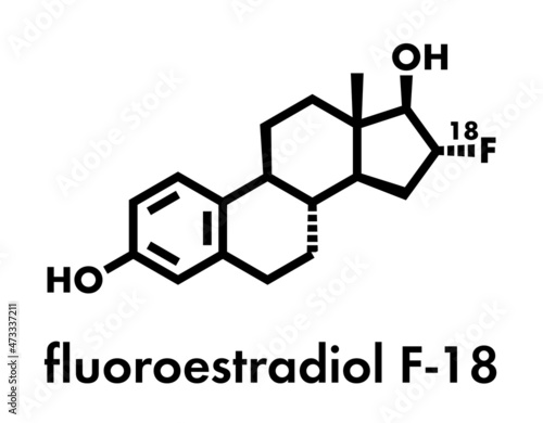 Fluoroestradiol F-18 diagnostic molecule. Skeletal formula.