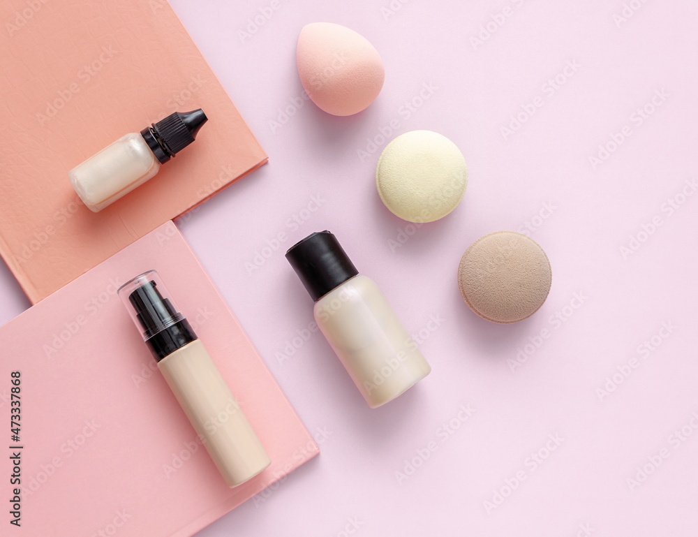 Obraz premium Decorative cosmetics ,fase foundation and concealer,make up,flat layot