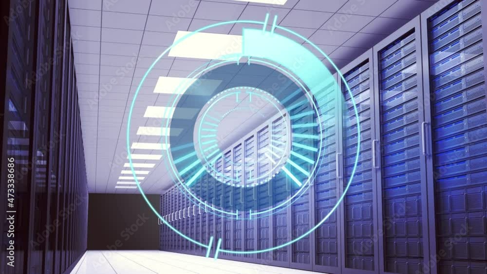 Animation of scope scanning over server room Animation of scope scanning over server room