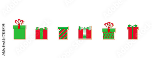 Set of nice gifts of green color. Vector illustration