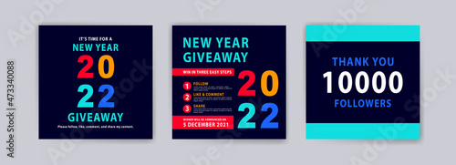 New year giveaway. Happy new year 2022 banner. Banner vector illustration for background, greeting card, and postcard.