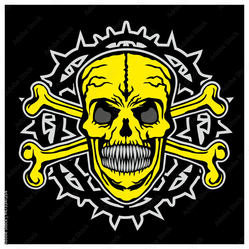 Fototapeta premium Gothic sign with skull and bones, grunge vintage design t shirts
