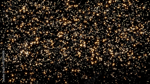 Full Screen of Golden and Shiny Tiny Stars on Black