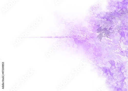 Pink purple water colour abstract background on right hand side with horizontal water color stripe and copy space for text on white background