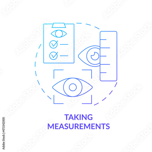 Taking measurements gradient concept icon. Medical screening and preparation. Eye measurements before lasik surgery abstract idea thin line illustration. Vector isolated outline color drawing