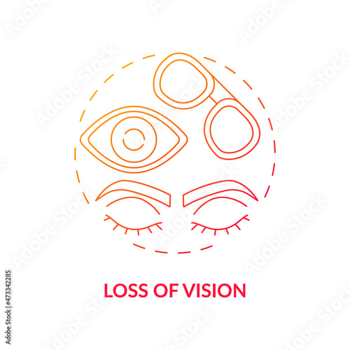 Loss of vision gradient concept icon. One of major side effects and risks after lasik eye surgery. Unpleasant discomfort abstract idea thin line illustration. Vector isolated outline color drawing