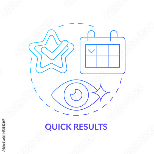 Quick results gradient concept icon. Most effective procedure against eye imperfections. Benefits of laser eye surgery abstract idea thin line illustration. Vector isolated outline color drawing