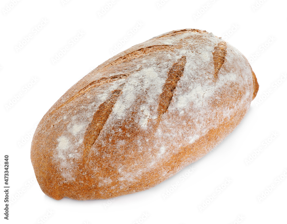 Loaf of tasty wheat sodawater bread isolated on white Loaf of tasty wheat sodawater bread isolated on white
