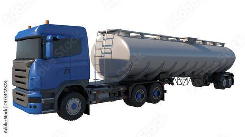 Tanker truck 2- Perspective F view white background 3D Rendering Ilustracion 3D 