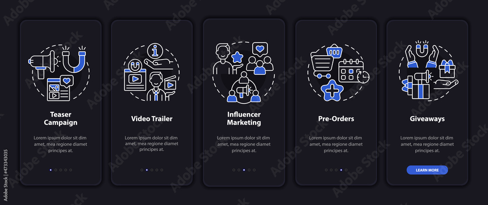 Startup advertising campaign tips onboarding mobile app page screen ...