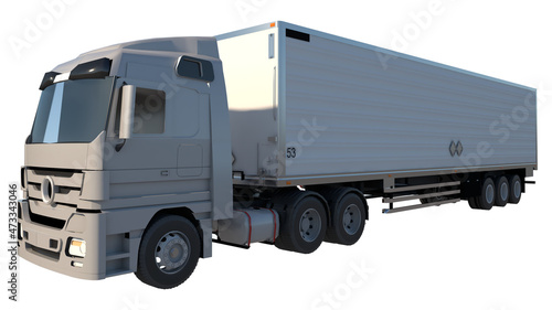 Big Truck 1- Perspective F view white background 3D Rendering Ilustracion 3D	
