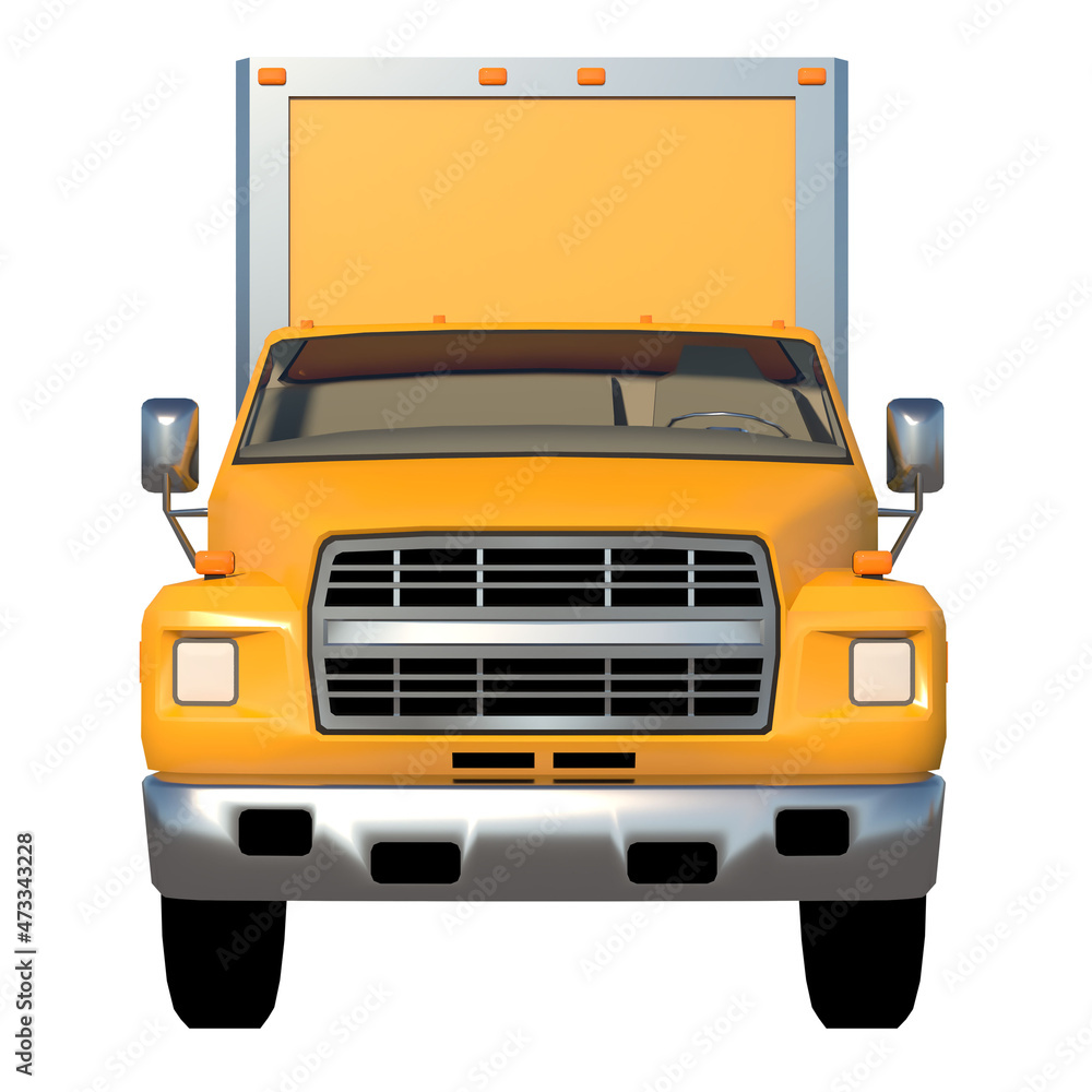 Cargo Van Truck 1- Front view white background 3D Rendering Ilustracion 3D	
