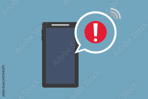 Alert notification on the smartphone screen for website, application, printing, document, poster design, etc. vector EPS10