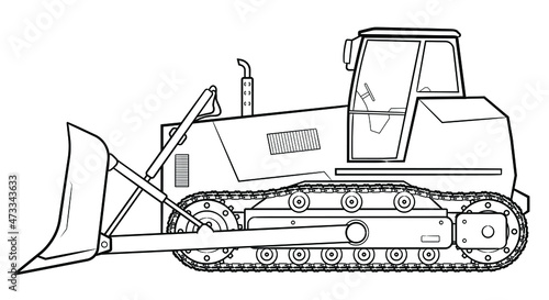 Bulldozer  vector stock illustration.