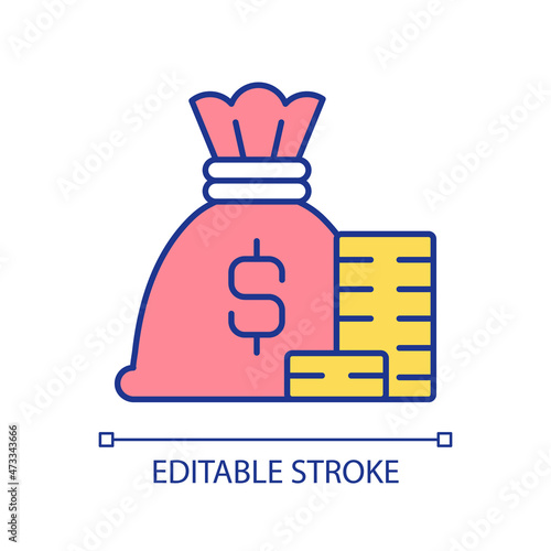 Money savings RGB color icon. Financial success, investment and wealth growth. Deposit service for clients. Isolated vector illustration. Simple filled line drawing. Editable stroke