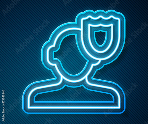Glowing neon line Psychology icon isolated on blue background. Psi symbol. Mental health concept, psychoanalysis analysis and psychotherapy. Vector