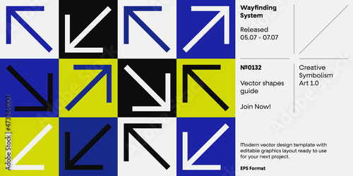 Swiss Poster Design Template With Abstract Geometric Shapes