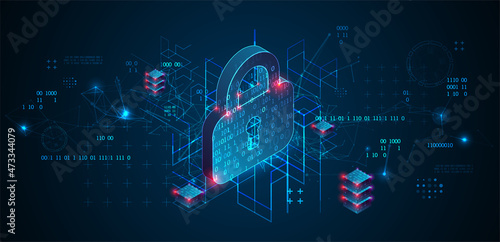 Personal data security Illustrates cyber data or information privacy idea. Color abstract  internet technology.