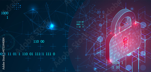 Personal data security Illustrates cyber data or information privacy idea. Color abstract  internet technology.