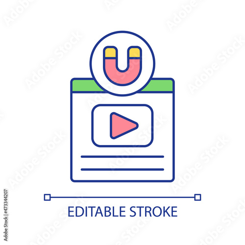 Teaser campaign to boost product and service RGB color icon. Business video advertising campaign. Marketing strategy. Isolated vector illustration. Simple filled line drawing. Editable stroke