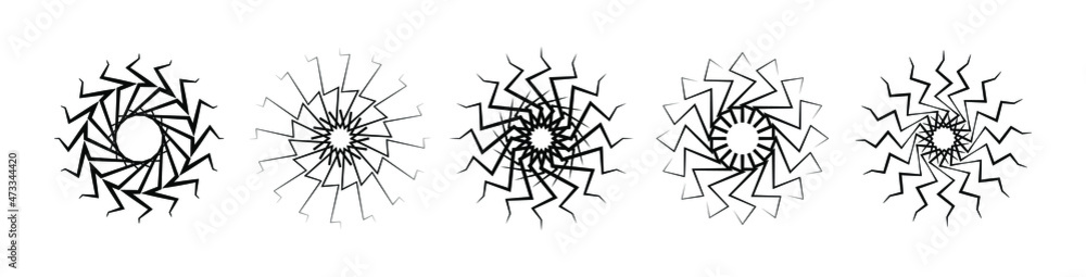 Sunburst line icon on white background Sunburst line icon on white background