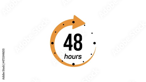 Clock 48 hours icon isolated on white background. 48 hours service symbol. Delivery service, online deal remaining time website symbols. 4K Video motion graphic