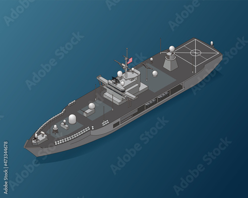 Isometric Illustration, LCC-19 Blue Ridge class command ship photo
