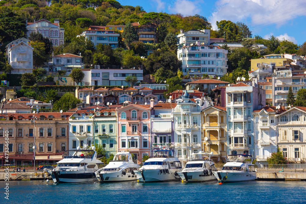 Houses on the coast of the Bosphorus in Istanbul.