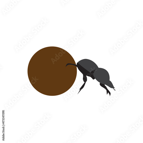 dung beetle flat logo symbol icon vector graphic design illustration idea creative