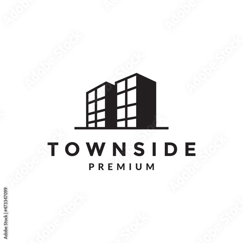 twin building apartment real estate logo symbol icon vector graphic design illustration idea creative