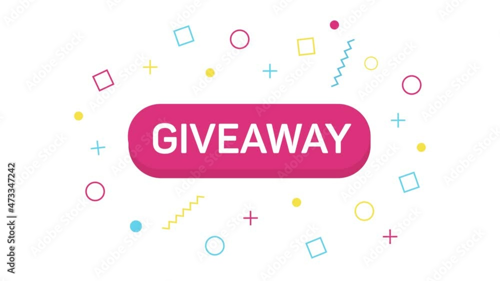 Animation text Giveaway text of trendy memphis banner in flat style with geometric shapes. Banner, poster and sticker concept. 4K Video motion graphic Animation text Giveaway text of trendy memphis banner in flat style with geometric shapes. Banner, poster and sticker concept. 4K Video motion graphic