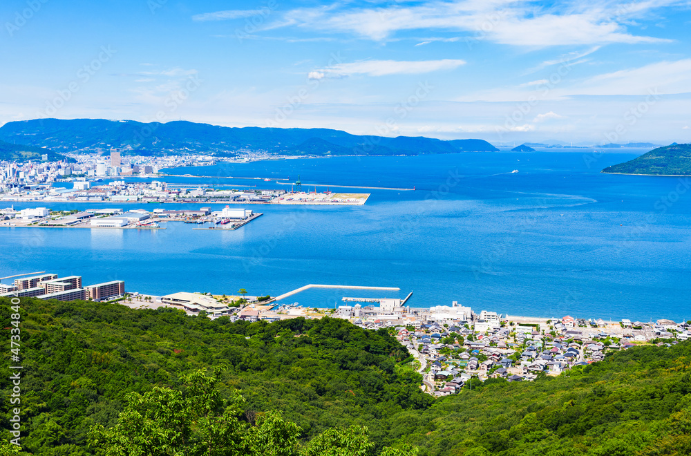 高松市　地方都市　四国　香川県　ハイアングル　【 屋島 からの パノラマビュー 】