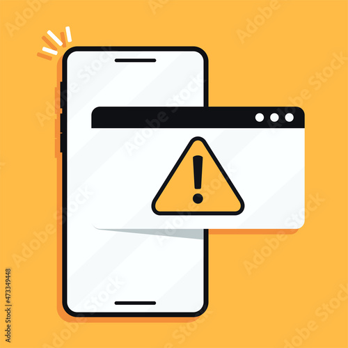 Phone alert warning notification. Smartphone with exclamation mark. Illustration vector