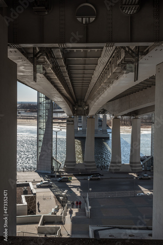 View of under Voroshilovsky bridge in Rostov-on-Don, Russia photo
